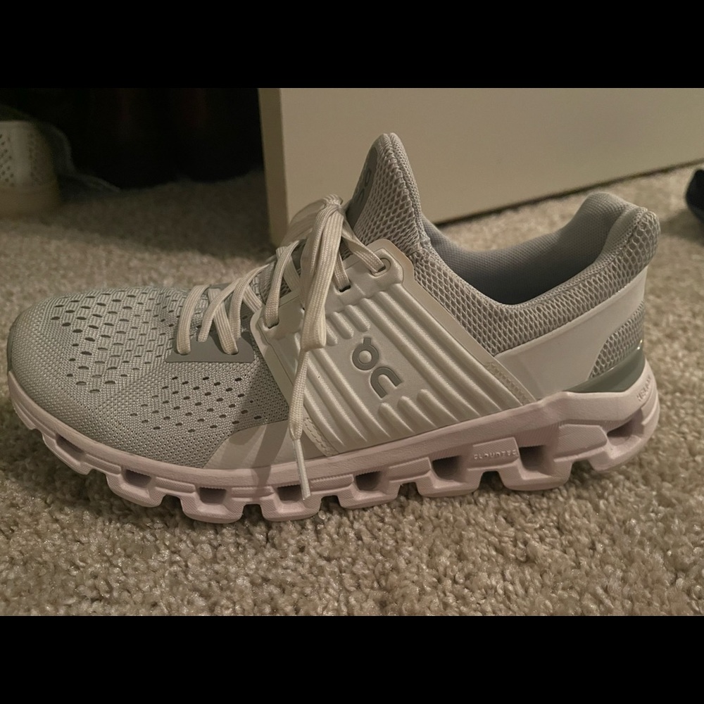 Grey on running shoes